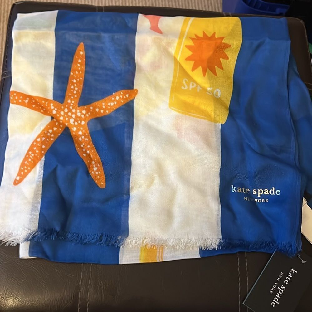 NWT Kate Spade beach oblong scarf 75”x26” - Picture 3 of 6